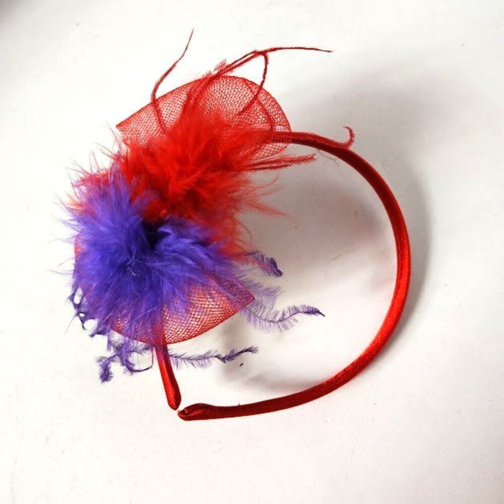 Red Hat Society Accessory Lot Purse Hat Scarf Beads Headband Red Black Purple - Picture 4 of 12